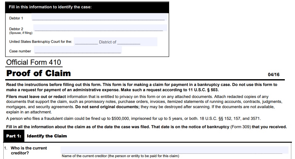 What is a Proof of Claim in Bankruptcy?